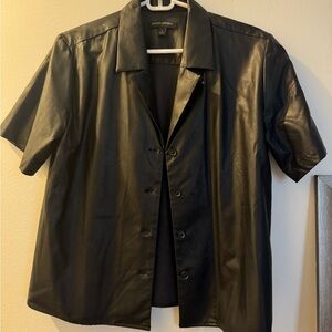 Banana Republic Black Short Sleeve Button Down Shirt